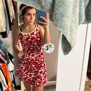 medium hawaiian red thin strap flowy dress!
